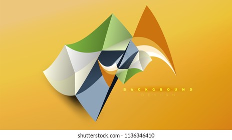 Fundo abstrato - composição de forma de estilo origami geométrico, conceito de design triangular baixo poli. Ilustração de vetor minimalista na moda colorida