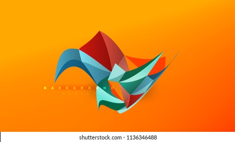 Abstract background - geometric origami style shape composition, triangular low poly design concept. Colorful trendy minimalistic vector illustration