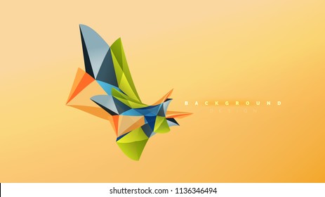 Fondo abstracto - composición de forma de estilo de origami geométrico, concepto de diseño triangular de polos bajos. Ilustración vectorial minimalista de moda colorida