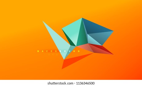 Abstract background - geometric origami style shape composition, triangular low poly design concept. Colorful trendy minimalistic vector illustration