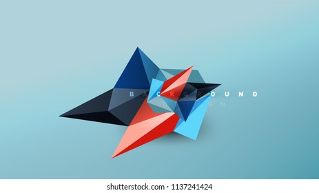 Abstract background - geometric origami style shape composition, triangular low poly design concept. Colorful trendy minimalistic vector illustration