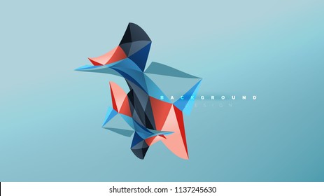 Abstract background - geometric origami style shape composition, triangular low poly design concept. Colorful trendy minimalistic vector illustration