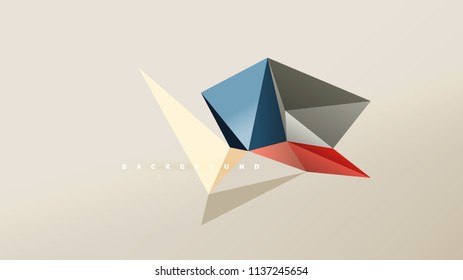 Abstract background - geometric origami style shape composition, triangular low poly design concept. Colorful trendy minimalistic vector illustration