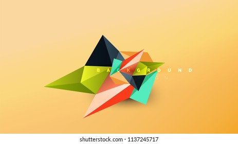 Fondo abstracto - composición de forma de estilo de origami geométrico, concepto de diseño triangular de polos bajos. Ilustración vectorial minimalista de moda colorida