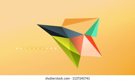 Fondo abstracto - composición de forma de estilo de origami geométrico, concepto de diseño triangular de polos bajos. Ilustración vectorial minimalista de moda colorida