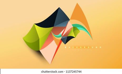 Abstract background - geometric origami style shape composition, triangular low poly design concept. Colorful trendy minimalistic vector illustration
