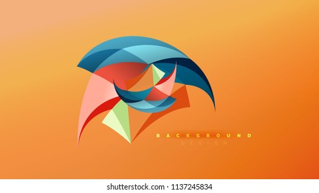 Fondo abstracto - composición de forma de estilo de origami geométrico, concepto de diseño triangular de polos bajos. Ilustración vectorial minimalista de moda colorida