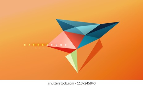 Abstract background - geometric origami style shape composition, triangular low poly design concept. Colorful trendy minimalistic vector illustration