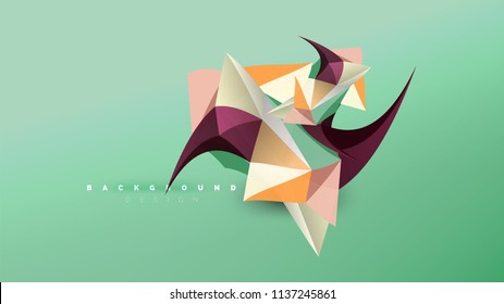 Abstract background - geometric origami style shape composition, triangular low poly design concept. Colorful trendy minimalistic vector illustration