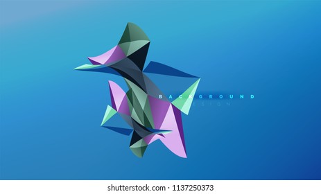 Fondo abstracto - composición de forma de estilo de origami geométrico, concepto de diseño triangular de polos bajos. Ilustración vectorial minimalista de moda colorida