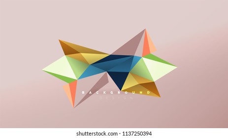 Abstract background - geometric origami style shape composition, triangular low poly design concept. Colorful trendy minimalistic vector illustration