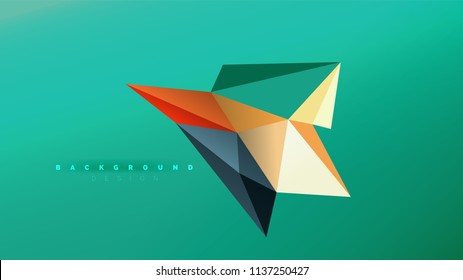 Fondo abstracto - composición de forma de estilo de origami geométrico, concepto de diseño triangular de polos bajos. Ilustración vectorial minimalista de moda colorida