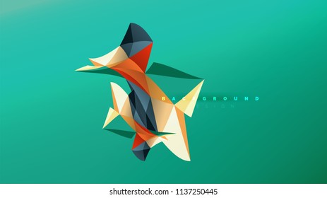 Abstract background - geometric origami style shape composition, triangular low poly design concept. Colorful trendy minimalistic vector illustration