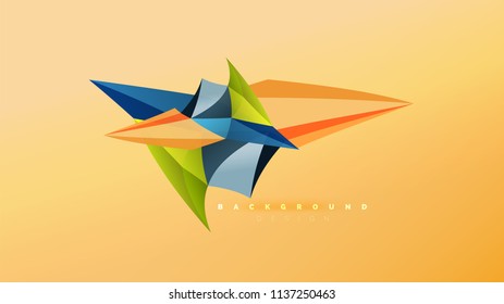 Abstract background - geometric origami style shape composition, triangular low poly design concept. Colorful trendy minimalistic vector illustration