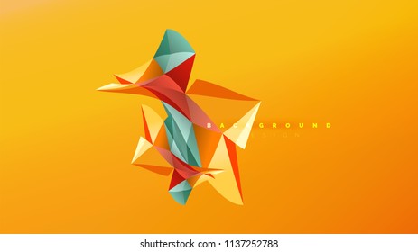 Abstract background - geometric origami style shape composition, triangular low poly design concept. Colorful trendy minimalistic vector illustration