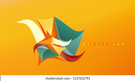 Fondo abstracto - composición de forma de estilo de origami geométrico, concepto de diseño triangular de polos bajos. Ilustración vectorial minimalista de moda colorida