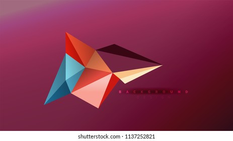 Abstract background - geometric origami style shape composition, triangular low poly design concept. Colorful trendy minimalistic vector illustration