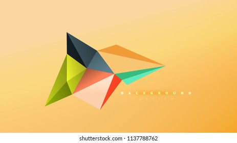 Abstract background - geometric origami style shape composition, triangular low poly design concept. Colorful trendy minimalistic vector illustration