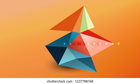 Fondo abstracto - composición de forma de estilo origami geométrico, concepto triangular de diseño de polos bajos. Dibujo vectorial minimalista de moda y colorido