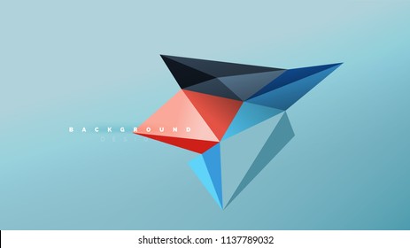 Fondo abstracto - composición de forma de estilo de origami geométrico, concepto de diseño triangular de polos bajos. Ilustración vectorial minimalista de moda colorida
