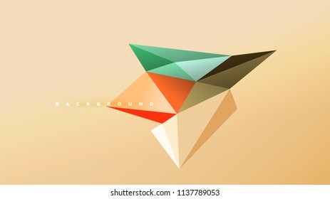 Abstract background - geometric origami style shape composition, triangular low poly design concept. Colorful trendy minimalistic vector illustration