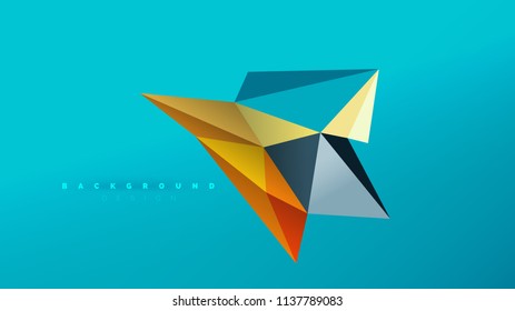 Abstract background - geometric origami style shape composition, triangular low poly design concept. Colorful trendy minimalistic vector illustration