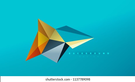 Abstract background - geometric origami style shape composition, triangular low poly design concept. Colorful trendy minimalistic vector illustration