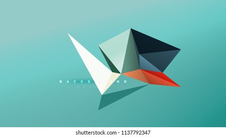 Fundo abstrato - composição de forma de estilo origami geométrico, conceito de design triangular baixo poli. Ilustração de vetor minimalista na moda colorida