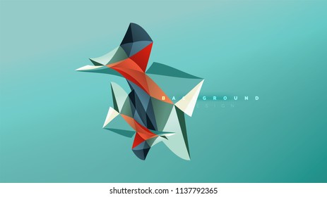 Abstract background - geometric origami style shape composition, triangular low poly design concept. Colorful trendy minimalistic vector illustration