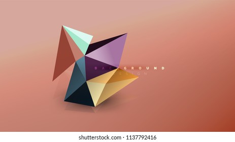 Fundo abstrato - composição de forma de estilo origami geométrico, conceito de design triangular baixo poli. Ilustração de vetor minimalista na moda colorida