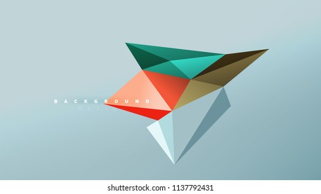 Fondo abstracto - composición de forma de estilo de origami geométrico, concepto de diseño triangular de polos bajos. Ilustración vectorial minimalista de moda colorida
