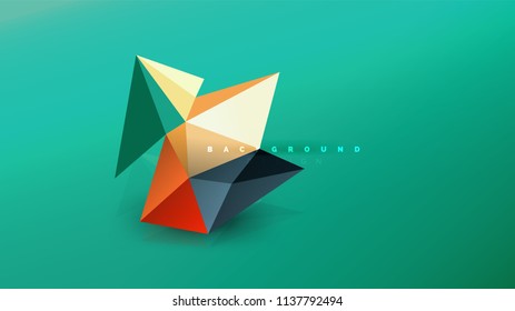 Fondo abstracto - composición de forma de estilo de origami geométrico, concepto de diseño triangular de polos bajos. Ilustración vectorial minimalista de moda colorida