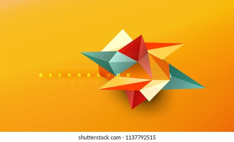 Abstract background - geometric origami style shape composition, triangular low poly design concept. Colorful trendy minimalistic vector illustration