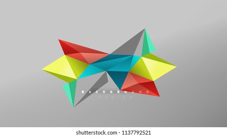 Abstract background - geometric origami style shape composition, triangular low poly design concept. Colorful trendy minimalistic vector illustration