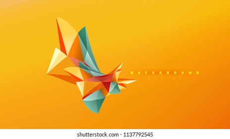 Abstract background - geometric origami style shape composition, triangular low poly design concept. Colorful trendy minimalistic vector illustration