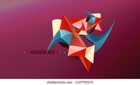 Abstract background - geometric origami style shape composition, triangular low poly design concept. Colorful trendy minimalistic vector illustration