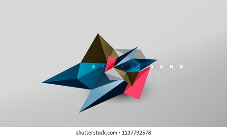 Abstract background - geometric origami style shape composition, triangular low poly design concept. Colorful trendy minimalistic vector illustration