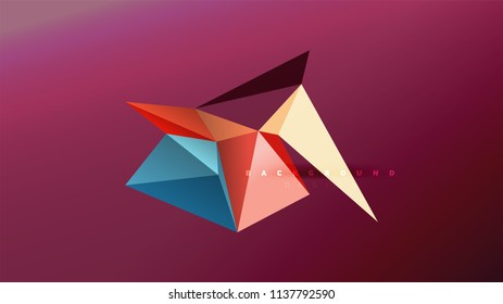 Fondo abstracto - composición de forma de estilo de origami geométrico, concepto de diseño triangular de polos bajos. Ilustración vectorial minimalista de moda colorida