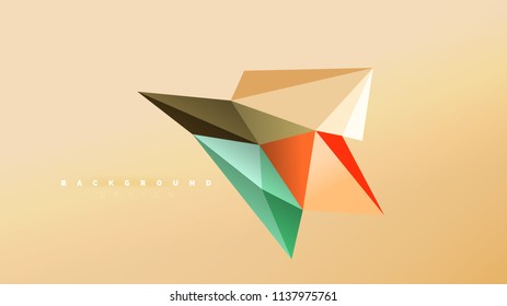 Abstract background - geometric origami style shape composition, triangular low poly design concept. Colorful trendy minimalistic vector illustration