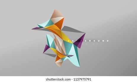 Fondo abstracto - composición de forma de estilo de origami geométrico, concepto de diseño triangular de polos bajos. Ilustración vectorial minimalista de moda colorida