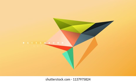 Abstract background - geometric origami style shape composition, triangular low poly design concept. Colorful trendy minimalistic vector illustration