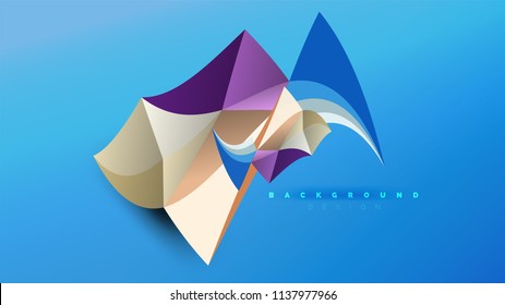 Abstract background - geometric origami style shape composition, triangular low poly design concept. Colorful trendy minimalistic vector illustration