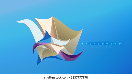 Fondo abstracto - composición de forma de estilo de origami geométrico, concepto de diseño triangular de polos bajos. Ilustración vectorial minimalista de moda colorida