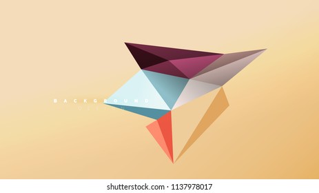 Abstract background - geometric origami style shape composition, triangular low poly design concept. Colorful trendy minimalistic vector illustration