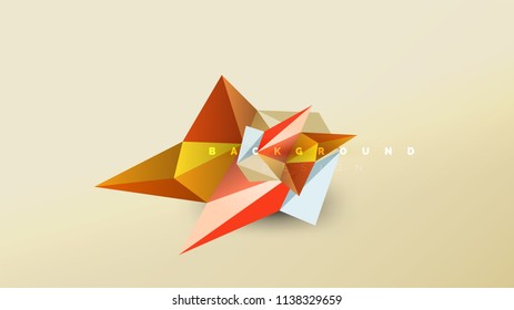 Fondo abstracto - composición de forma de estilo de origami geométrico, concepto de diseño triangular de polos bajos. Ilustración vectorial minimalista de moda colorida