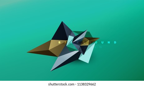 Fondo abstracto - composición de forma de estilo de origami geométrico, concepto de diseño triangular de polos bajos. Ilustración vectorial minimalista de moda colorida