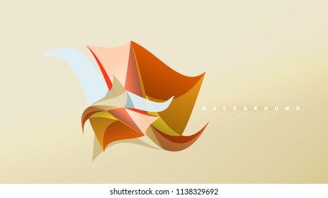 Fondo abstracto - composición de forma de estilo de origami geométrico, concepto de diseño triangular de polos bajos. Ilustración vectorial minimalista de moda colorida
