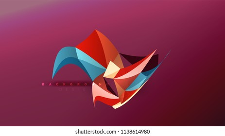 Abstract background - geometric origami style shape composition, triangular low poly design concept. Colorful trendy minimalistic vector illustration