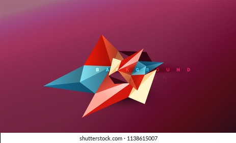 Abstract background - geometric origami style shape composition, triangular low poly design concept. Colorful trendy minimalistic vector illustration