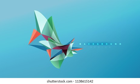 Abstract background - geometric origami style shape composition, triangular low poly design concept. Colorful trendy minimalistic vector illustration